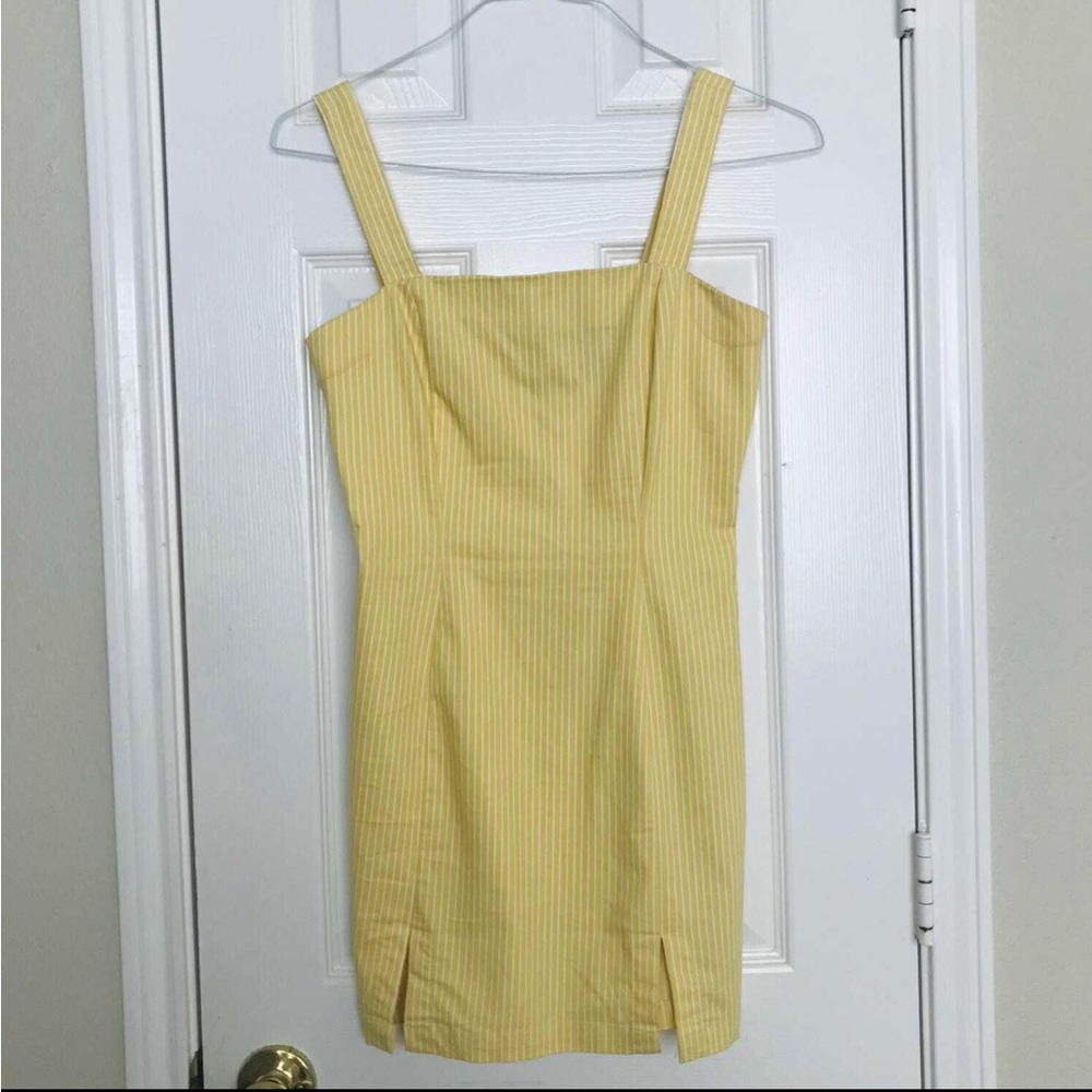 Forever 21 Yellow Striped Square-Neck Mini Dress